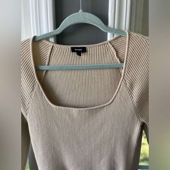 Express Ribbed Square Neck Poplin Mini Dress Size Large - Picture 6 of 8